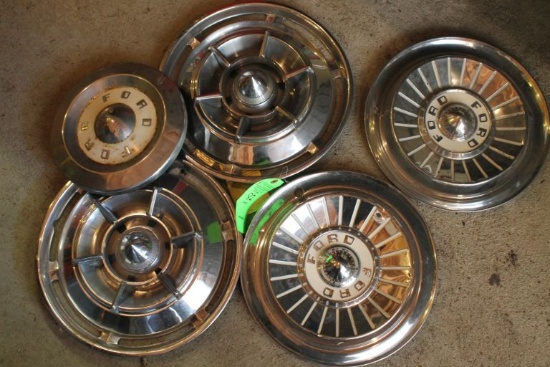 (5) Vintage Hubcaps