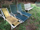 (3) Chaise Lounge & (1) Poly Bench