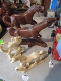 (4) Wood & Resin Horses