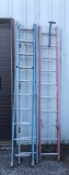 (3) Fiberglass Extension Ladder Sections, damage sold as salvage only