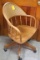 Oak Swivel Office Chair w/ Cane Back