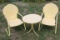 (2) Retro Yellow Steel Lawn Chairs w/ Table