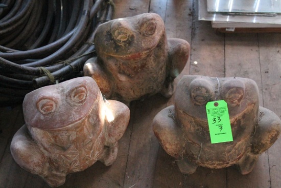 (3) Ceramic Frog Planters