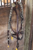 Western Leather Show Halter & Chest Piece w/Silver Accent