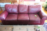 Leather Three Cushion Couch w/ Accent Pillows