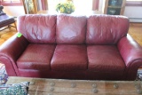 Leather Three Cushion Couch w/ Accent Pillows