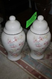 (2) Covered China Urns