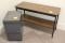 Two Drawer Metal Filing Cabinet & Side Table