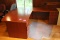Bow Front Executive Cherry Style Pedestal Desk w/ Right-Hand Return
