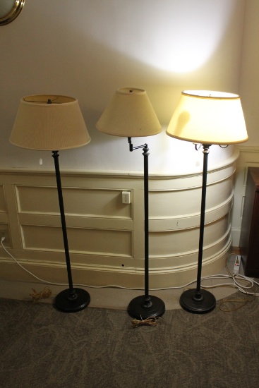 (3) Standing Cast Metal Floor Lamps