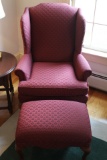 Upholstered Wingback Chair w/ Ottoman