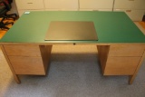 Solid Oak & Laminate Double Pedestal Desk