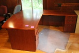 Bow Front Executive Cherry Style Pedestal Desk w/ Right-Hand Return
