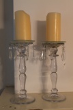 (2) Glass Candlesticks
