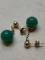 Pair of 14K Yellow Gold and Jade Earrings