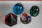 (4) Blown Glass Paperweights