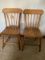 (2) Antique Plank Seat Chairs