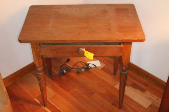 One Drawer Turned Leg Hardwood Table