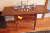 Two-Drawer Drop-Leaf Mahogany Flatware Chest  Stand