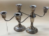 Pair of Weighted Sterling Silver Three Light Candelabra