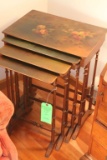 (4) Antique Botanical Painted Nesting Stands