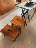 (2) Wood Step Stools & Folding Stand