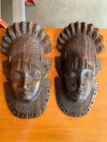 (2) Carved Wood Aztec Style Wall Hangings