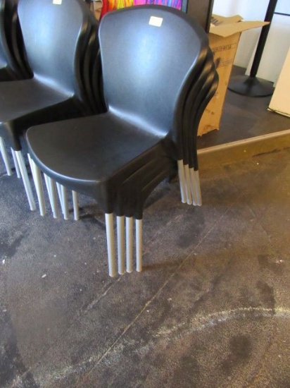 (4) Contemporary Poly Stacking Chairs with aluminum legs