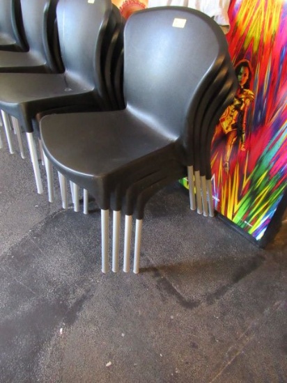 (4) Contemporary Poly Stacking Chairs with aluminum legs