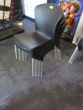 (4) Contemporary Poly Stacking Chairs with aluminum legs