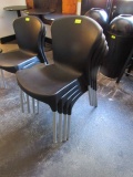 (4) Contemporary Poly Stacking Chairs with aluminum legs