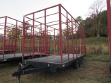 Stoltzfus Manufacturing Tri-Axle Flatbed Trailer with Hay Rack