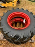(2) 11-24 Tractor Tires mounted on steel rims