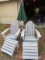 (2) Adirondack Chairs w/ Footrests & Shade Umbrella