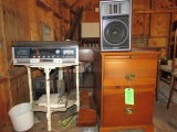 Desk Cabinet, Wood Stand & 8 Track Stereo