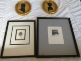 (2) Signed Prints & (2) Silhouettes on Plaster