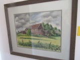 Country Barn Scene Watercolor