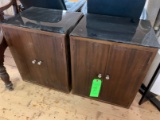 Pair of Wood Storage Cabinets w/ Glass Top