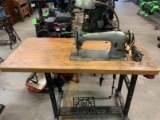 Singer Industrial Commercial Leather Cobbler Sewing Machine With Butcher Block Work Station