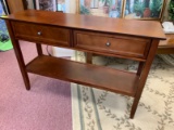 Wood Style Two Drawer Side Table