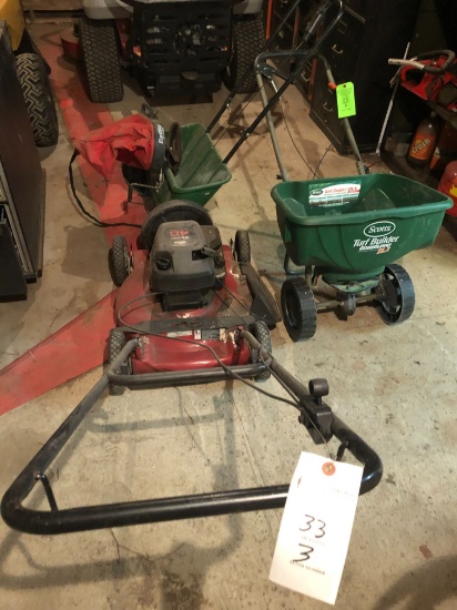 (2) Poly Fertilizer Spreaders & 22" Gas Lawn Mower