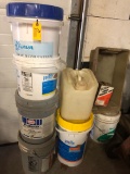 5 Gallon Pails of Paint & Pool Chemicals