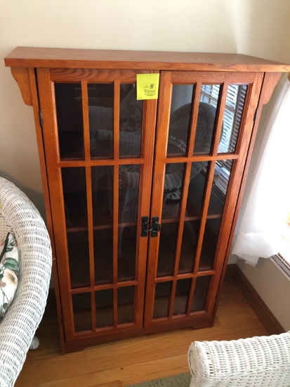 Oak Mission Style Bookcase with glass doors