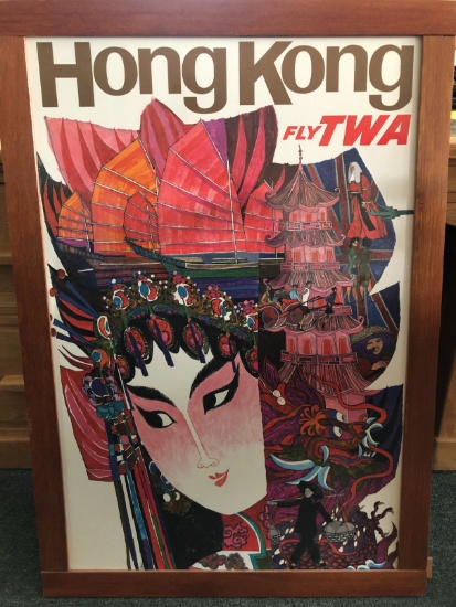 Vintage TWA "Hong Kong / Fly TWA" Travel Poster
