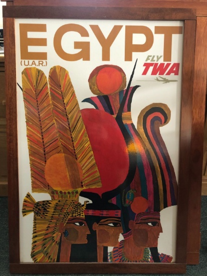 Vintage TWA "Egypt (U.A.R.) / Fly TWA" Travel Poster