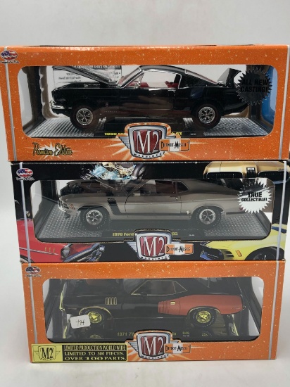 (3) Detroit Muscle 1:24 Scale Diecast Mustang & Plymouth Replicas