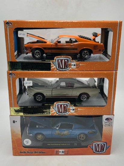 (3) Detroit Muscle 1:24 Scale Diecast Mustangs