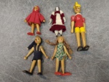 Several Jointed Wooden Dolls
