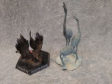 Bronze Franklin Mint Eagle and Figural Group of Herons
