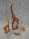 (4) African Carved Animals